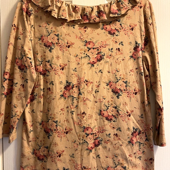 Ralph Lauren Knit Floral Ruffle Neck Top - Picture 3 of 5